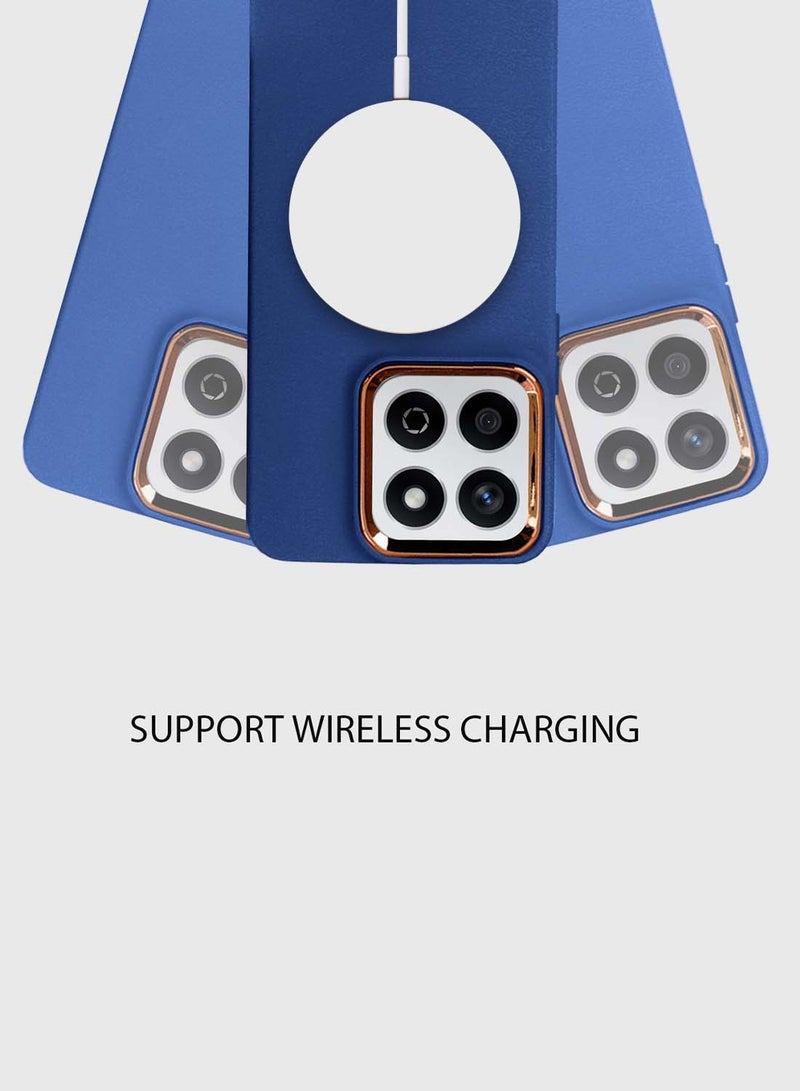 دبليو تيك هونر X7c 4G 2024 سائل سيليكون هاتف فائق النحافة غطاء غطاء حدود الكاميرا المطلي بالكهرباء - أزرق داكن - Image 5