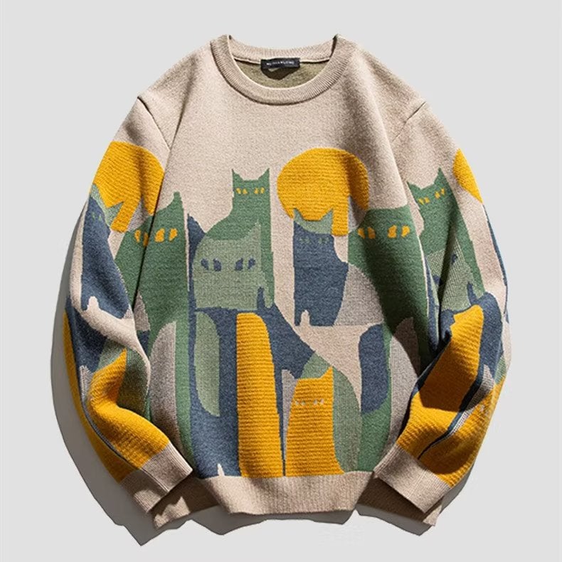 2022 Korean Style Round Neck Sweater Mens Autumn and Winter New Thickened Inner Knitted Sweater Top Winter Couples Coat for Men B023 apricot  - Image 1