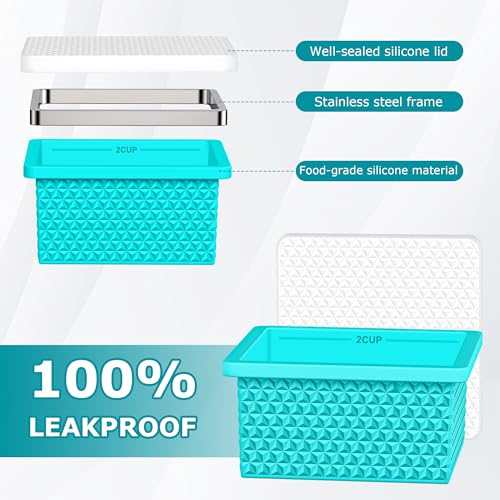 Aopigavi 6 Pack-Silicone Freezer Tray with Lid-Stackable Soup Freezer Container Molds,2-Cup Ice Cube Trays for Perfect Portion Control,Food Storage & Meal Prep,Oven & Dishwasher Safe - Image 3