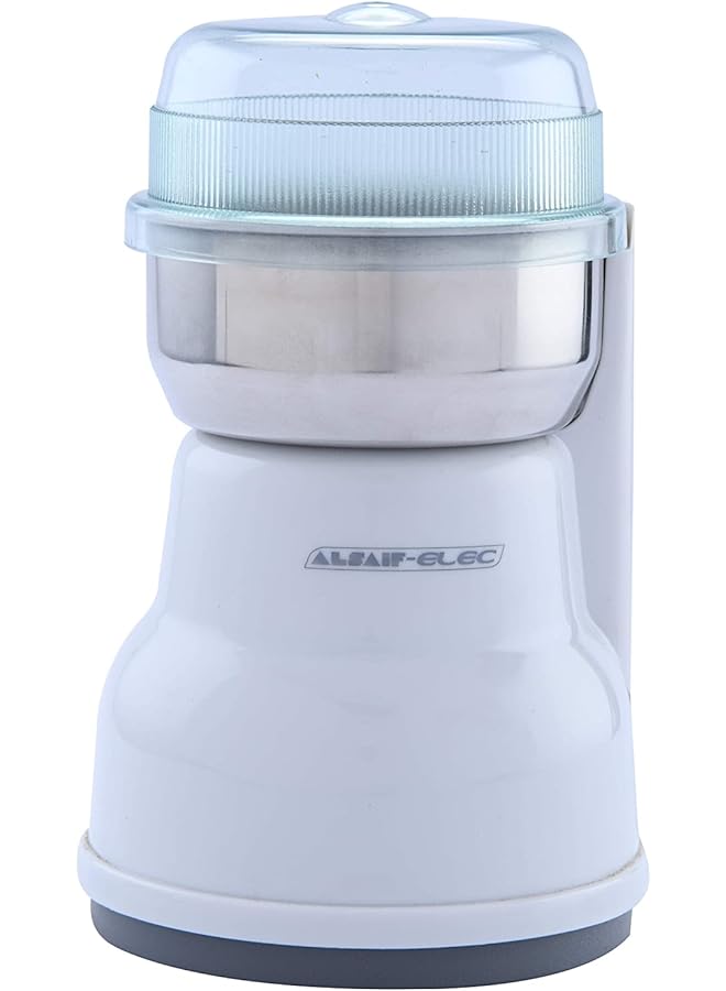 Alsaif 60Gram 160W Electric Coffee Grinder Electric Spice Grinder And Powerful Motor Also With 1 Removable SS Bowl For Spices Herbs Nuts Grains White S64 2 Years Warranty  - Image 1