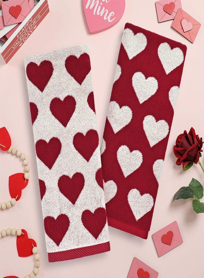 Jacquotha 2-Piece Valentines Day Hand Towels for Bathroom Decor (Love Heart) - Red Kitchen Towels, Cotton, 13” x 29” - Image 4