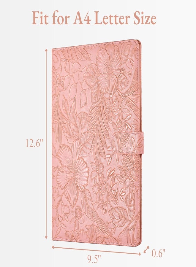 ميمازن حافظة ملفات Mymazn Padfolio، حافظة سيرة ذاتية للمقابلات من الجلد الصناعي مع منظم للمستندات وحامل لبطاقات العمل، وحامل دفتر ملاحظات بحجم الرسائل مناسب للرجال والنساء (وردي) - Image 3
