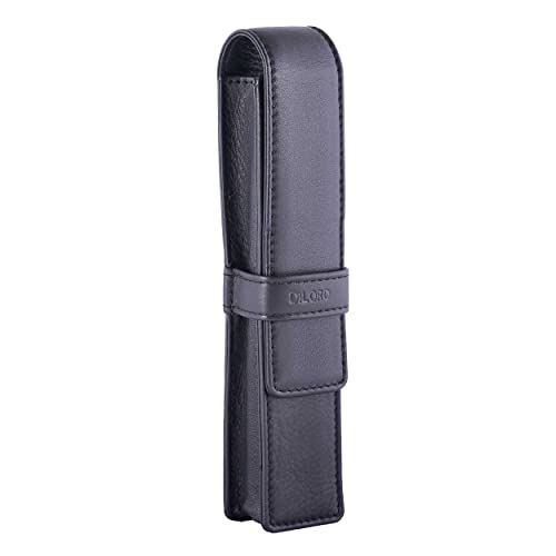 DiLoro Leather Single Pen Case Pencil Pouch Holder for One Fountain Ballpoint Rollerball Pen and Pencil (Black) - Image 3
