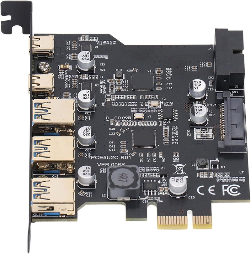 HEEPDD PCIe to USB 3.2 Gen 2 Card, Expansion Card 20Gbps for Desktops and Laptops PCIe to USB 3. Gen, Black, 5 Port Nan Computer Supplies - Image 1