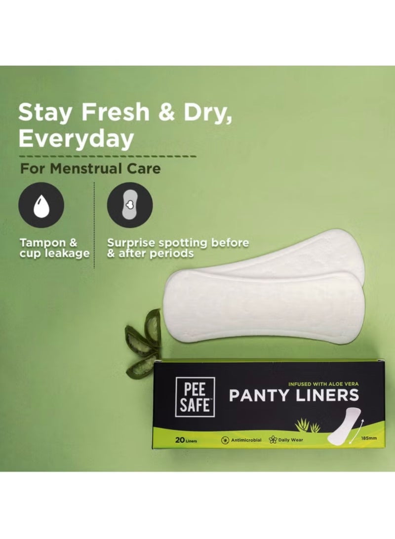 PEE SAFE PeeSafe Daily Panty Liners with Aloe Vera, Curvy design for extra comfort, Cottony-Soft surface, Antibacterial, 185mm wide - 20 liners  - Image 4