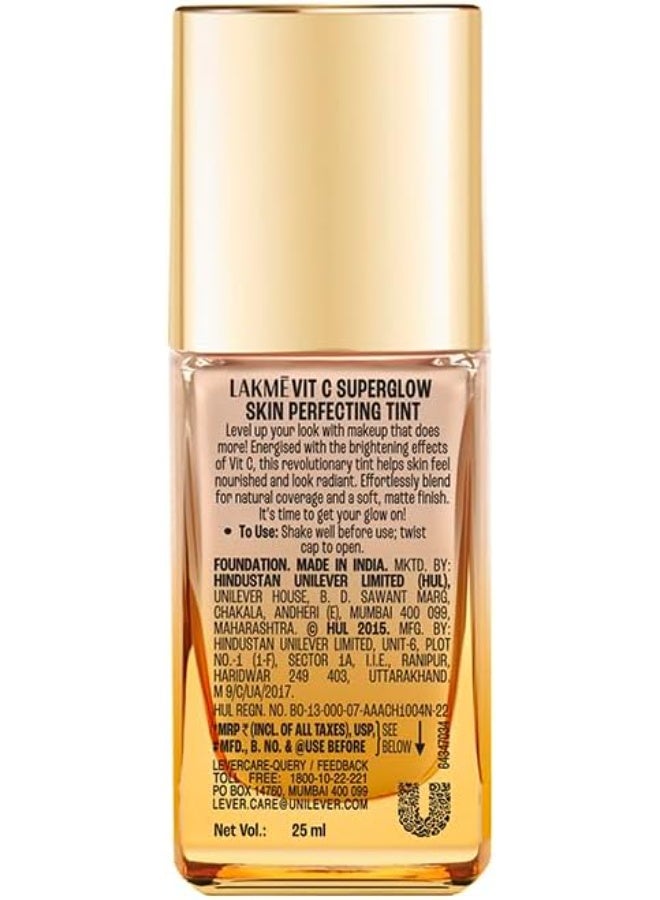 LAKME Makeup+Skincare VitC Superglow Skin Perfecting Natural Liquid Tint, Medium Coverage, Warm Sand W160, 25ml (All Skin Type) - Image 2