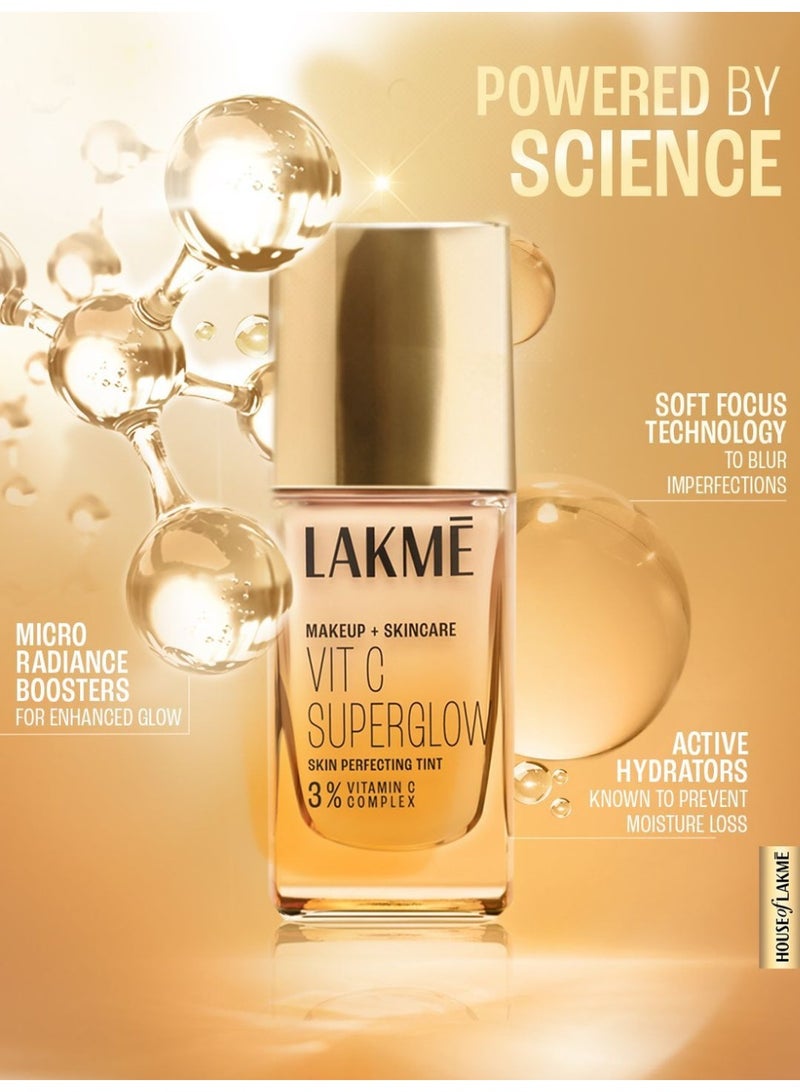 LAKME تنت سائل طبيعي مثالي للبشرة من لاكمي فيتامين سي سوبر جلو، تغطية متوسطة، رمل دافئ W160، 25 مل (لجميع أنواع البشرة) - Image 5