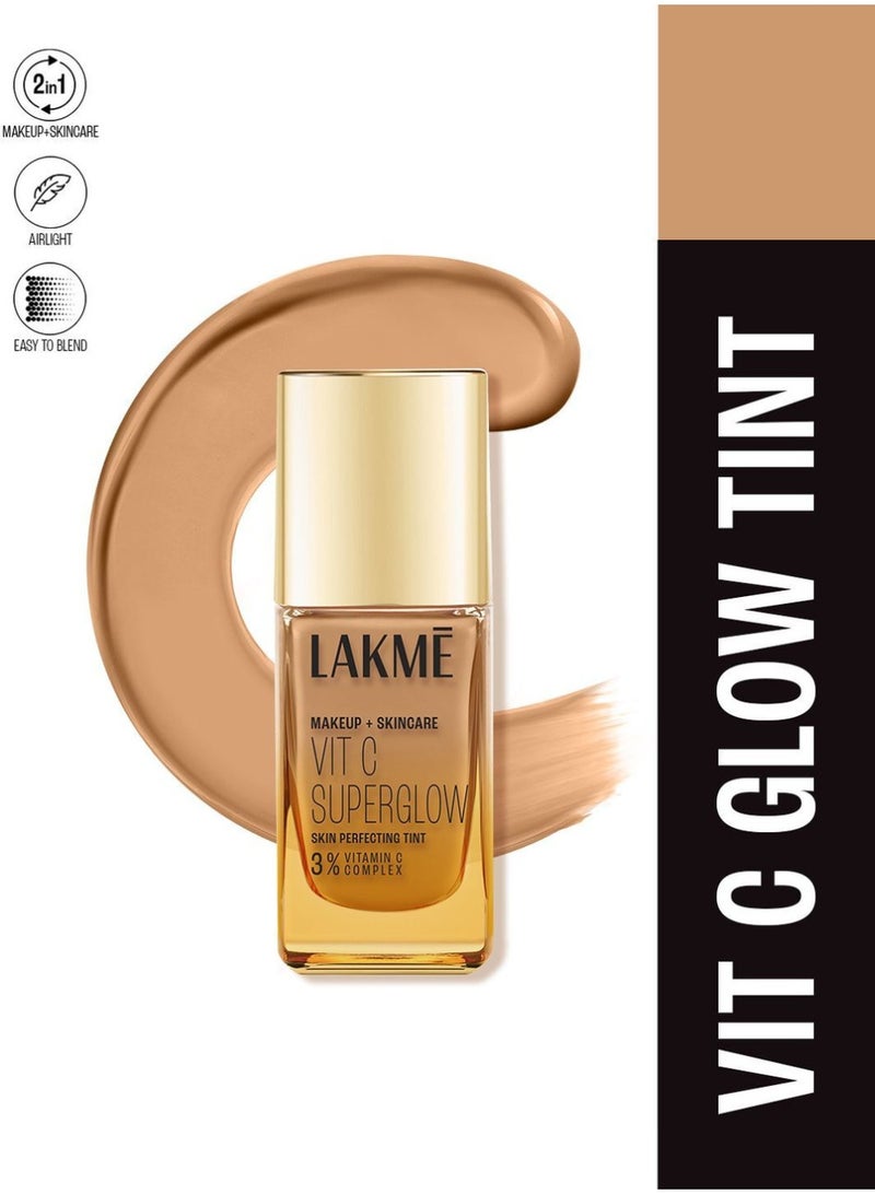 LAKME تنت سائل طبيعي مثالي للبشرة من لاكمي فيتامين سي سوبر جلو، تغطية متوسطة، رمل دافئ W160، 25 مل (لجميع أنواع البشرة) - Image 4
