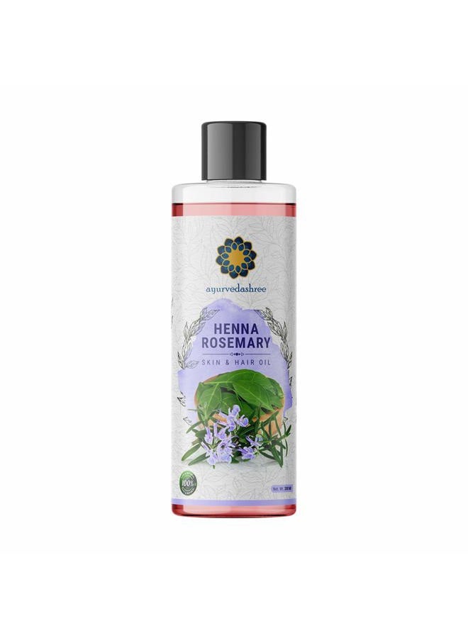 AYURVEDASHREE Henna Rosemary Hair Oil 200 ml, 6.76 fl oz with Neem, Shikakai, Bhringraj, Amla, Brahmi, Sesame, Olive & Sunflower Oils - Image 1