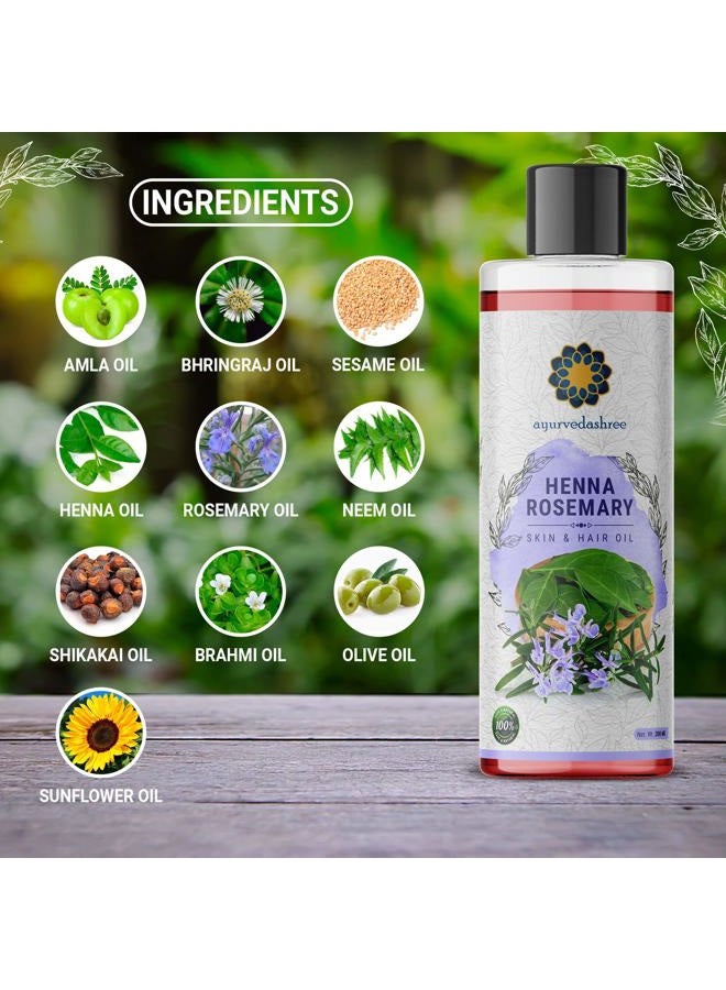 AYURVEDASHREE Henna Rosemary Hair Oil 200 ml, 6.76 fl oz with Neem, Shikakai, Bhringraj, Amla, Brahmi, Sesame, Olive & Sunflower Oils - Image 2