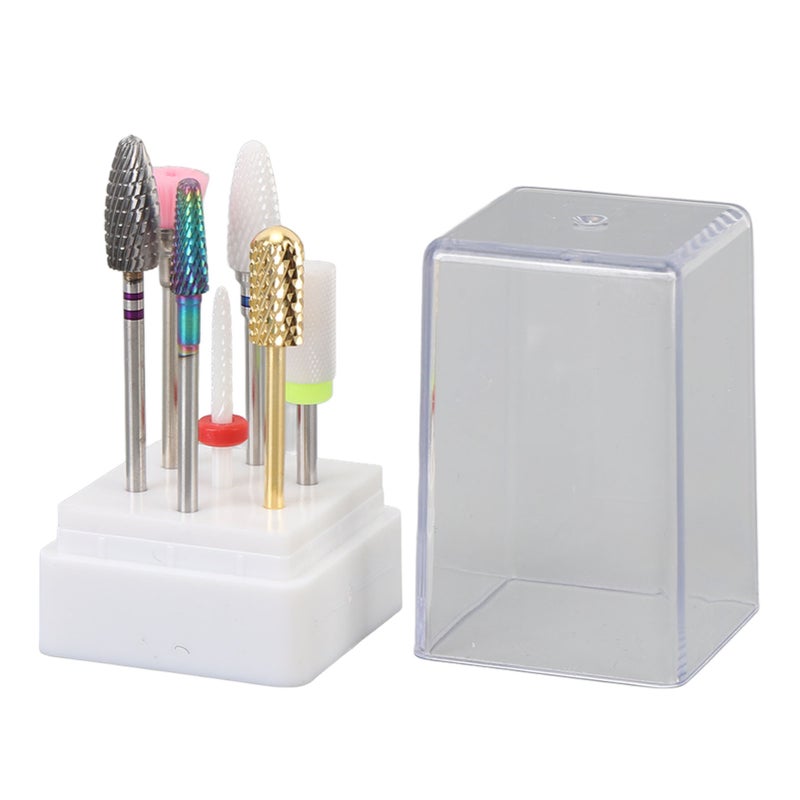 7pcs Nail Drill Bits Kit Tungsten Carbide Portable Grinding Heads Manicure Tools with Storage Box - Image 1