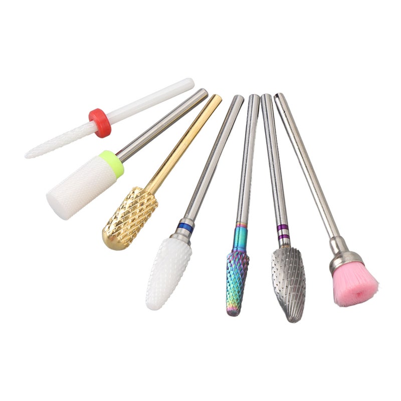 7pcs Nail Drill Bits Kit Tungsten Carbide Portable Grinding Heads Manicure Tools with Storage Box - Image 4