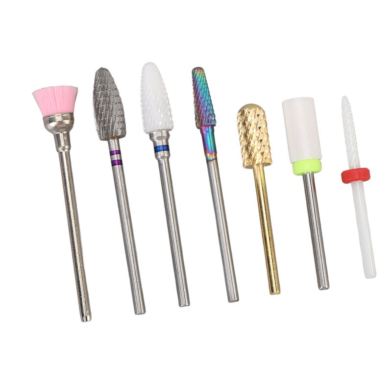 7pcs Nail Drill Bits Kit Tungsten Carbide Portable Grinding Heads Manicure Tools with Storage Box - Image 3