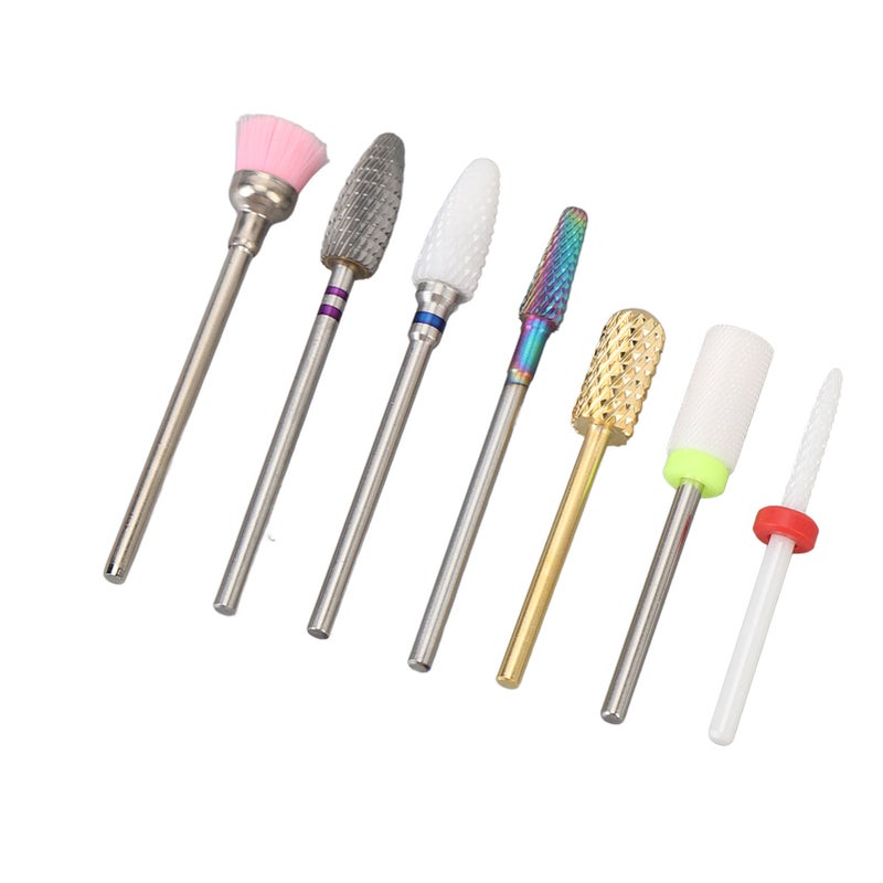 7pcs Nail Drill Bits Kit Tungsten Carbide Portable Grinding Heads Manicure Tools with Storage Box - Image 2
