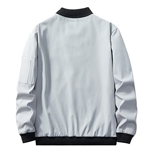 URBANFIND Men's Slim Fit Lightweight Sportswear Jacket Casual Bomber Jacket US M Light Grey - Image 3