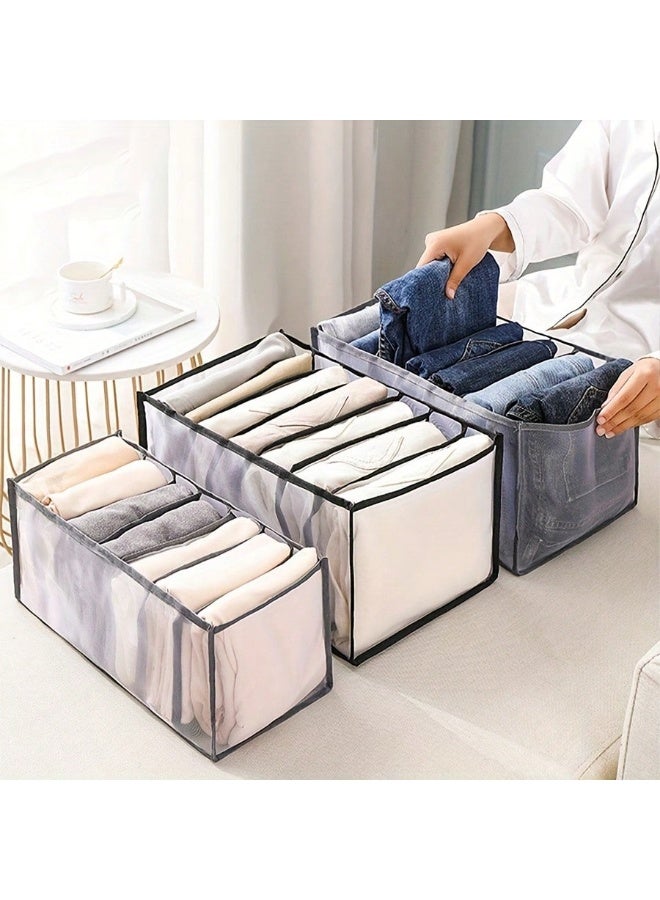 3PCS Foldable Underwear Drawer Organizer for Closet – 6/7/11 Grid Closet Storage Bins for Bras, Panties, Socks, Ties & Accessories – Breathable Drawer Dividers for Wardrobe, Dresser, Dorm & Bathroom Use  - Image 3