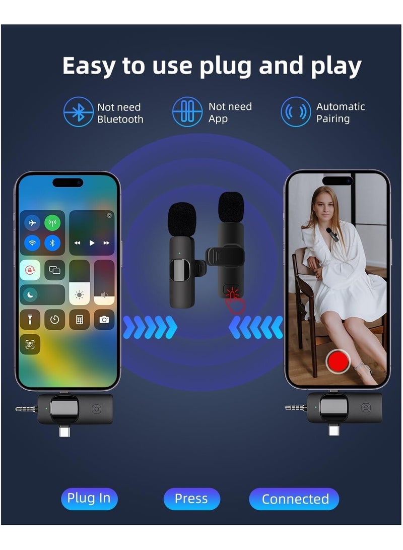 GUDOO Wireless Microphone for iPhone Android Phone Camera Computer Laptop Professional Dual Lapel Mic with USB-C 3.5mm USB Plug for Video Recording, Vlog, YouTube, TikTok - Image 3