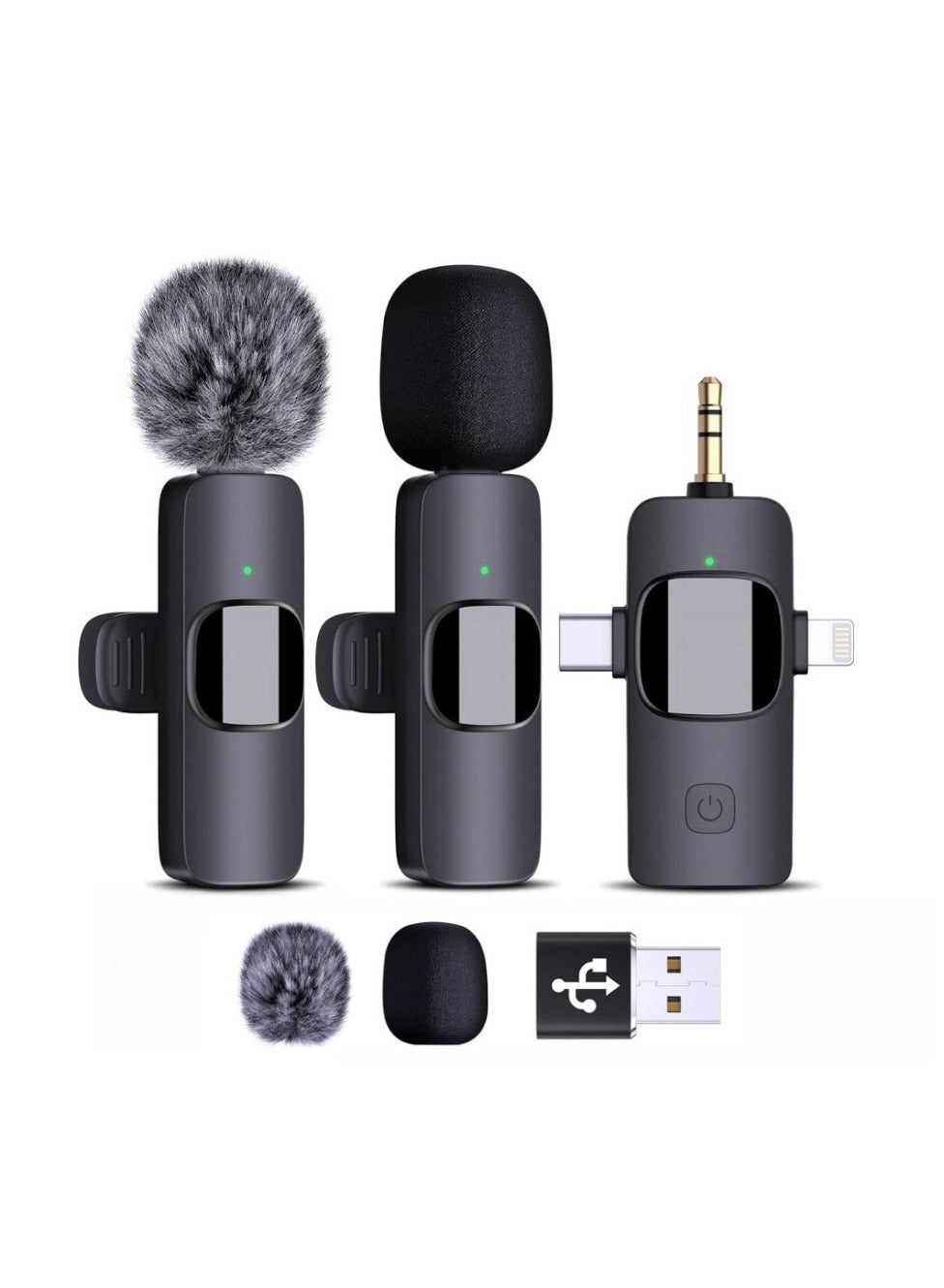 GUDOO Wireless Microphone for iPhone Android Phone Camera Computer Laptop Professional Dual Lapel Mic with USB-C 3.5mm USB Plug for Video Recording, Vlog, YouTube, TikTok