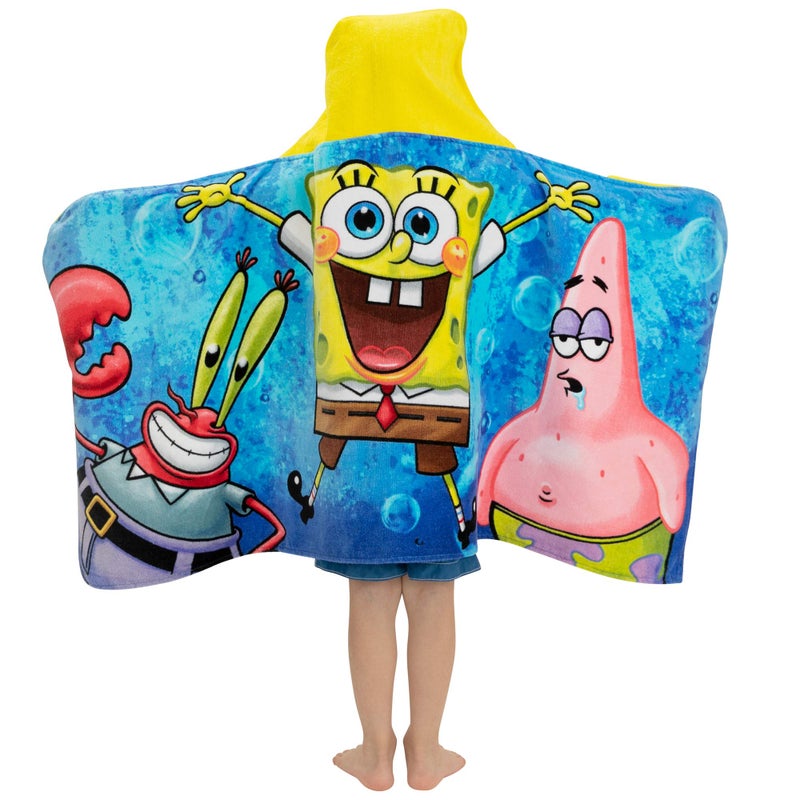 Franco Kids Bath and Beach Soft Cotton Terry Hooded Towel Wrap, 24 in x 50 in, SpongeBob SquarePants - Image 3