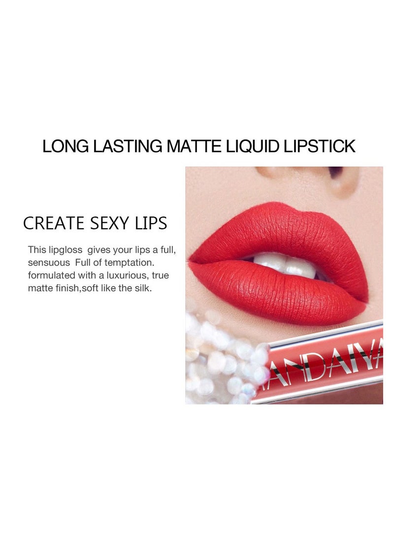 Handaiyan Lipstick Matte Liquid Lipsticks Makeup For Women Velvet Long Lasting Waterproof Highly Pigmented Colour Quick-Drying, Smudge-Proof, Nourishes, Conditions, Ultra Soft Moisturizes  - Image 3