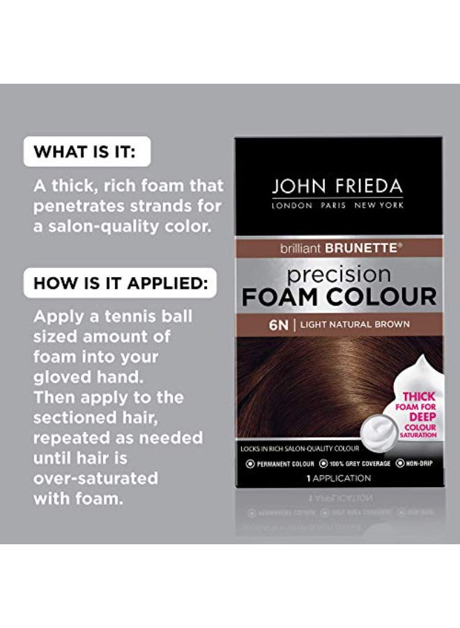 John Frieda Precision Foam Colour Light Natural Brown 6N FullCoverage Hair Color Kit AntiFade Gray Coverage Deep Color Saturation Hair Dye 1 Application - Image 4