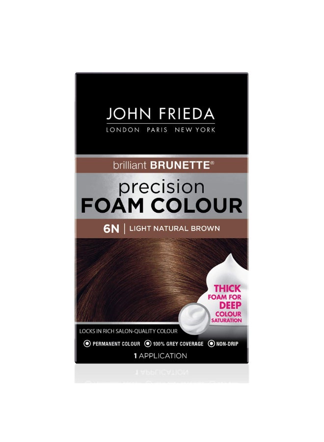 John Frieda Precision Foam Colour Light Natural Brown 6N FullCoverage Hair Color Kit AntiFade Gray Coverage Deep Color Saturation Hair Dye 1 Application - Image 3