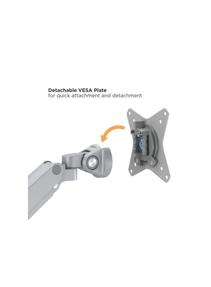 NEWSTAR Triple Monitor Arm Stand – Full Motion Gas Spring Desk Mount for 3 Screens 13–30 Inch, Adjustable Height, Tilt, Swivel & Rotation, VESA 75x75/100x100, Heavy-Duty Monitor Mount, Space-Saving Design - Image 5