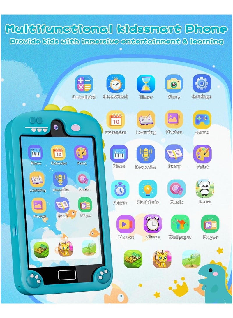 AROAQ Kids Smart Phone for Boys with 4.0 Large Touchscreen 32G Card, Gifts for Age 3-10 Kids Toys Cell Phone with Holographic Pyramid Toddler Learning Toy Dual Lens Music Player - Image 2