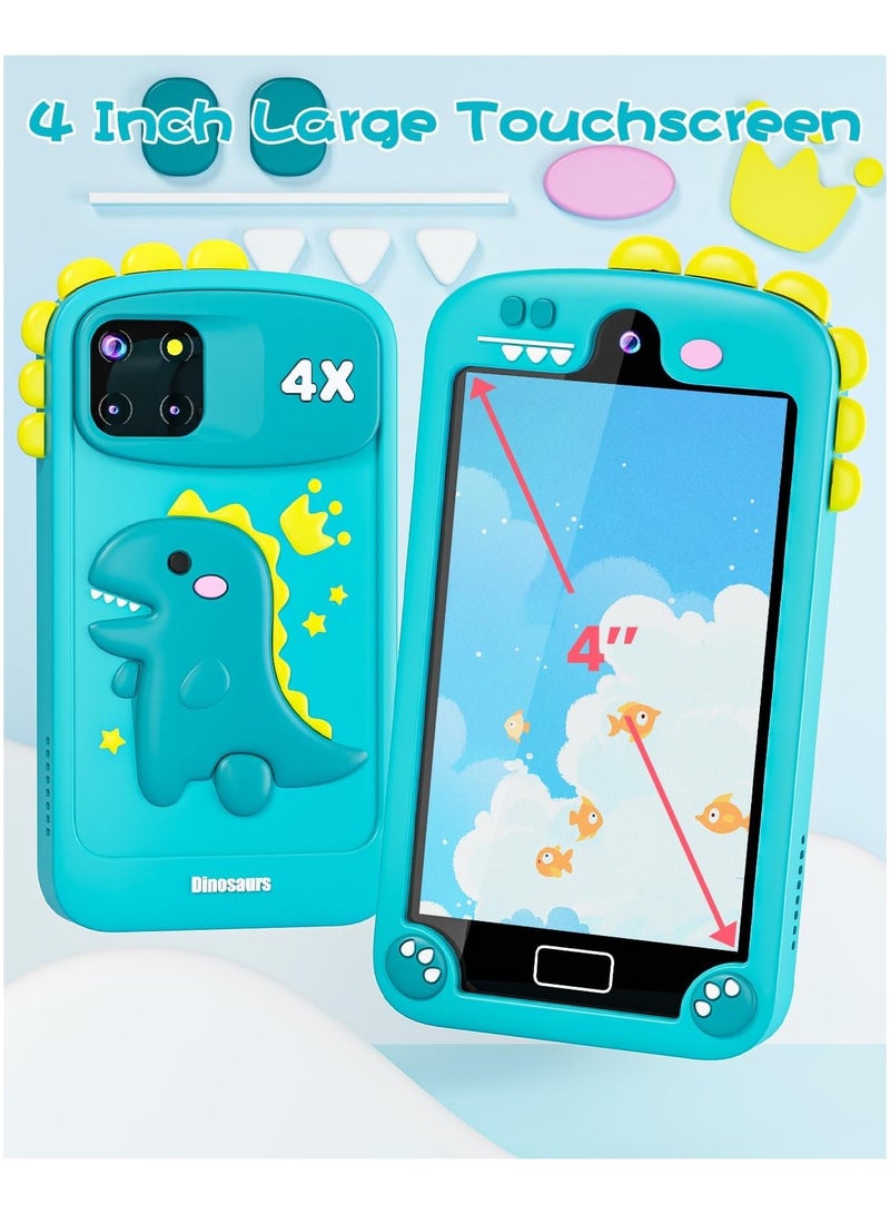 AROAQ Kids Smart Phone for Boys with 4.0 Large Touchscreen 32G Card, Gifts for Age 3-10 Kids Toys Cell Phone with Holographic Pyramid Toddler Learning Toy Dual Lens Music Player - Image 3