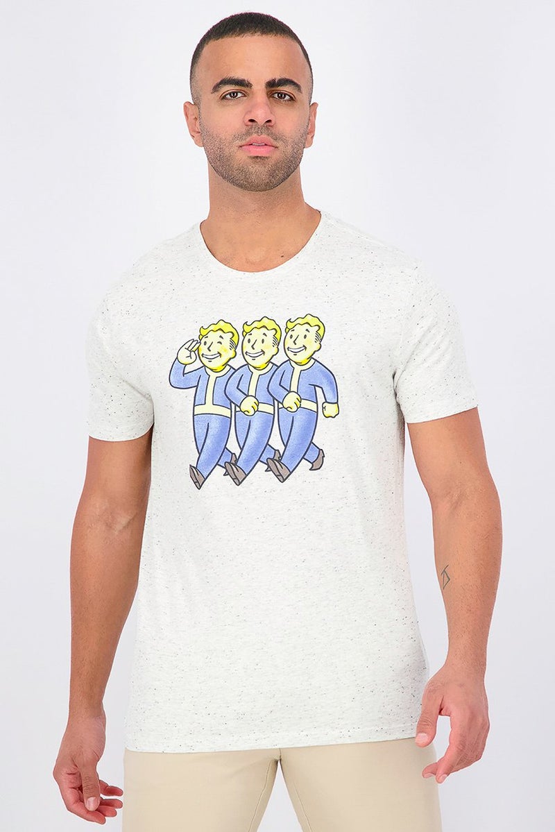 DIFUZED Men Three Vault Boys T-shirt, Light Grey - Image 1