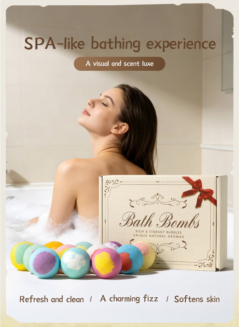 Bath Bombs 12-Pack Bath Balls and Foot Soak Balls Gift Box Set with Essential Oil Scented Bath Salt Balls - Image 4