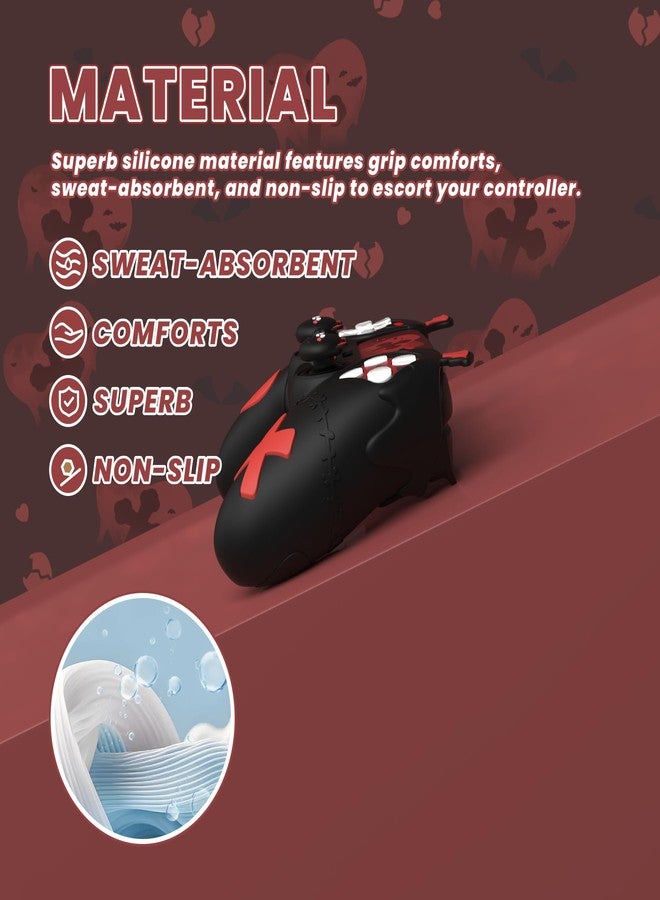 PlayVital Gothic Imp Series Cute Silicone Case for ps5 Controller with 4 Thumb Grips and 6 Stickers, Anti-Slip Silicone Skin Cover, Compatible with ps5 Charging Station, Black - Image 4