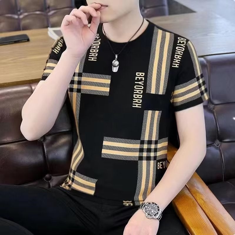 Approval Men'S Short-Sleeved T-Shirt Ice Silk Ice Sense Slim-Fit Printed Men'S Half-Sleeved Top Clothing - Image 3