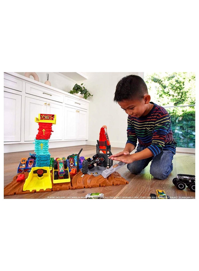 Hot Wheels Monster Trucks Arena Smashers - Tiger Shark Spin-Out Challenge Playset - Image 2