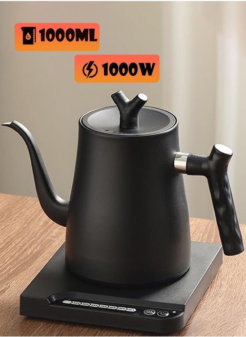 Electric Gooseneck Kettle 1L 1000W Water Kettle for Pour-over Coffee & Tea,Stainless Steel Coffee and Tea Pot, Constant Temperature Coffee Kettle