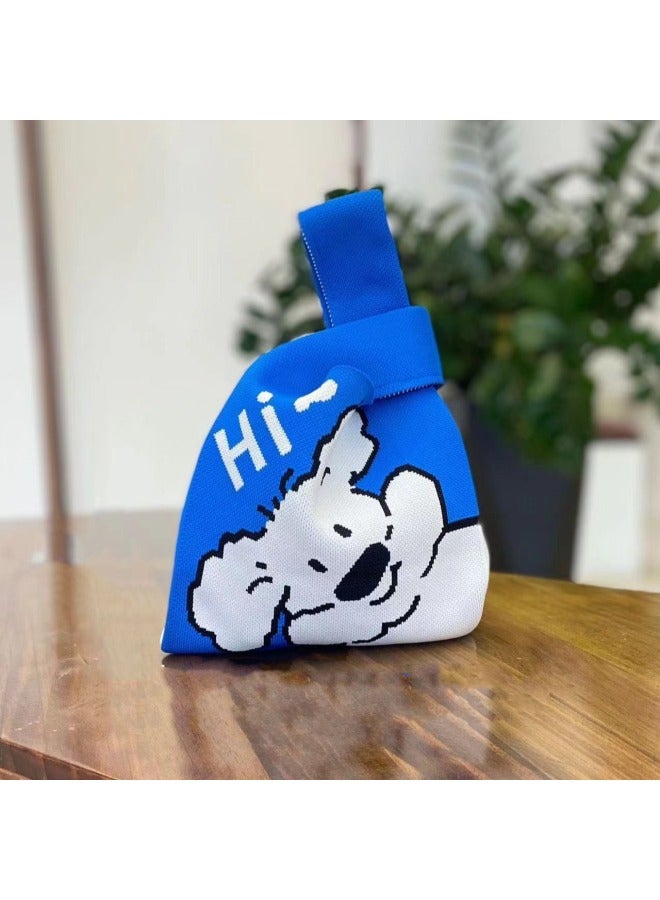 Spring And Summer Original Knitted Bag Korean Version Of The Small Hand Bag Companion Gift Bag Cute Handbag Wholesale-Color:Love Black-Size:20*35 - Image 5