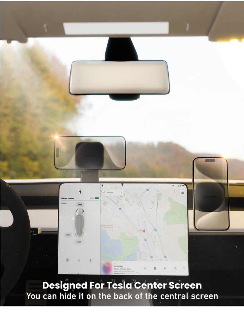 Moxedo Moxedo Flexi-Grip Magnetic Phone Holder Bendable Dashboard Air Vent Car Mount Designed for Tesla Center Screen with Air Vent Clip Compatible for iPhone 15 14 13 12 Pro Plus Max Mini  - Image 2