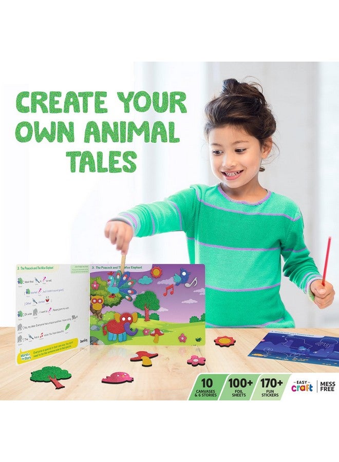 Smartivity Foil Magic - Animals Theme Craft Kit for Kids Age 4-10 Years, 100+ Foil Sheet, 10 Canvases, 170+ Stickers, Birthday Gift for Boys & Girls Ages 4,5,6,7,8,9,10 - Image 2