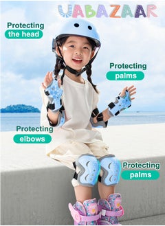 URbazaar 7 PCS Kids Helmet Adjustable Protective Gear Set with Elbow Knee Wrist Pads for Multi-Sports Skateboarding Bike Riding Scooter Inline skatings Longboard Roller Skate  - Image 3