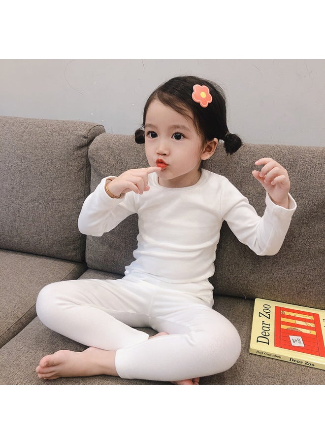Children's Pajamas Autumn And Winter Solid Color Home Clothes Boys' Wool Pull-up Set Girls' Baby's Autumn Clothes And Pants Comfortable