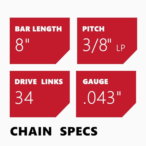 KAKEI Pole Saw Chain 8 Inch 3/8" LP Pitch .043" Gauge 34 Drive Links Fits DeWalt 20V DCPS620/DCCS623B, Craftsman CMCCSP20, 79240 - DWO1DT608, R34 (3 Chains) - Semi Chisel - Image 3