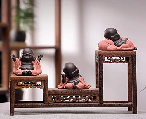 Kingzhuo Ceramic Little Cute Baby Buddha Statue Monk Figurine Buddha Figurines Home Decor Creative Baby Crafts Dolls Ornaments Gift Delicate Ceramic Arts and Crafts (Red) - Image 4