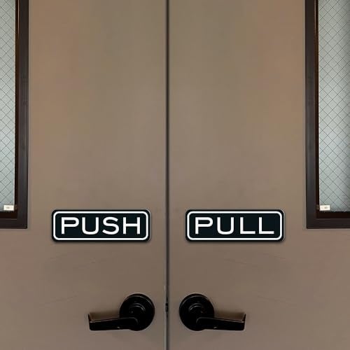 All Quality Classic Horizontal Push Pull Door Sign Easy to Install Durable Door Safety Signs Brushed Silver Large 1 Set - Image 3