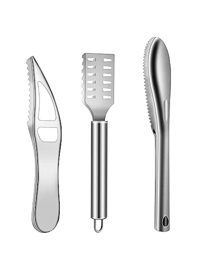 3Pcs Fish Scaler Remover, Fish Scaler Brush, Stainless Steel Fish Cleaning Kit Fish Scaler Fish Skin Graters Cleaning Peeler Scaler Scraper with Bottle Opener for Kitchen Fish Scales Removing Peelin - Image 1