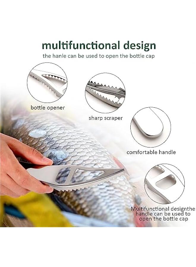 3Pcs Fish Scaler Remover, Fish Scaler Brush, Stainless Steel Fish Cleaning Kit Fish Scaler Fish Skin Graters Cleaning Peeler Scaler Scraper with Bottle Opener for Kitchen Fish Scales Removing Peelin - Image 3