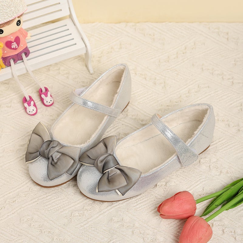 Korean Temperament Soft-Soled Fashion Fleece-Lined Princess Shoes Bow Comfortable All-Match Flat-Soled Girls Shoes For - Image 3