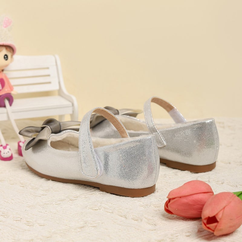 Korean Temperament Soft-Soled Fashion Fleece-Lined Princess Shoes Bow Comfortable All-Match Flat-Soled Girls Shoes For - Image 5