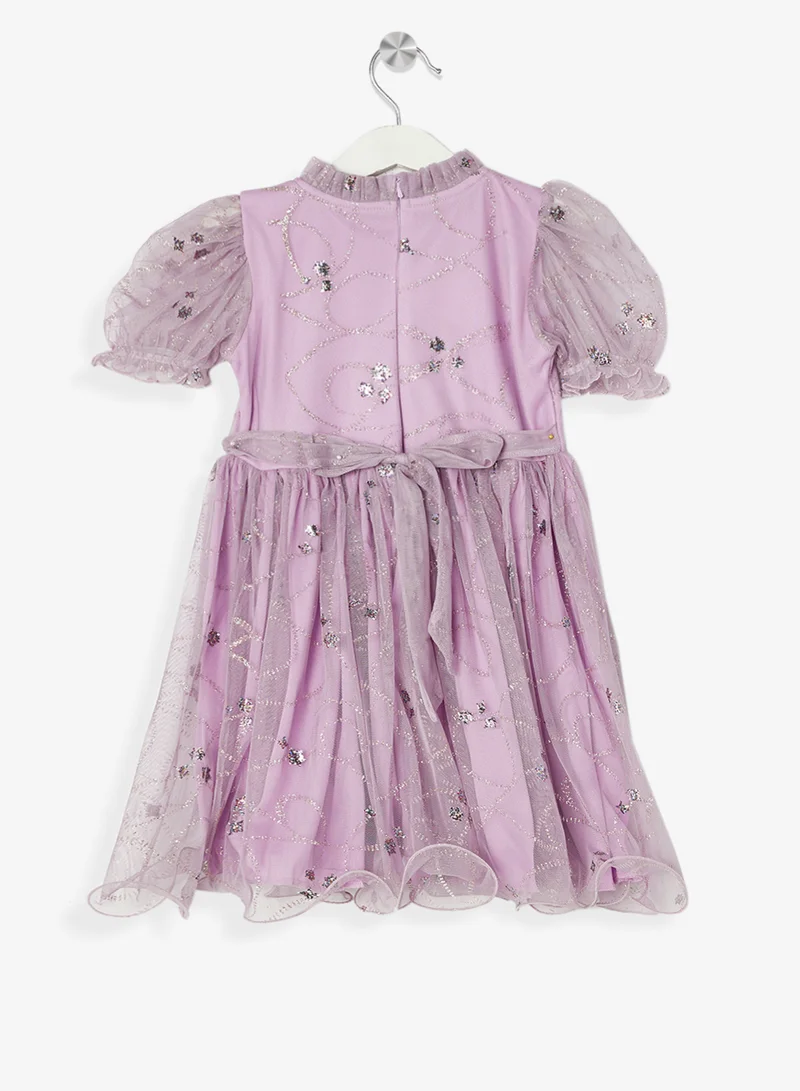 ليتل جولدن ابل فستان شبكي لامع صغير