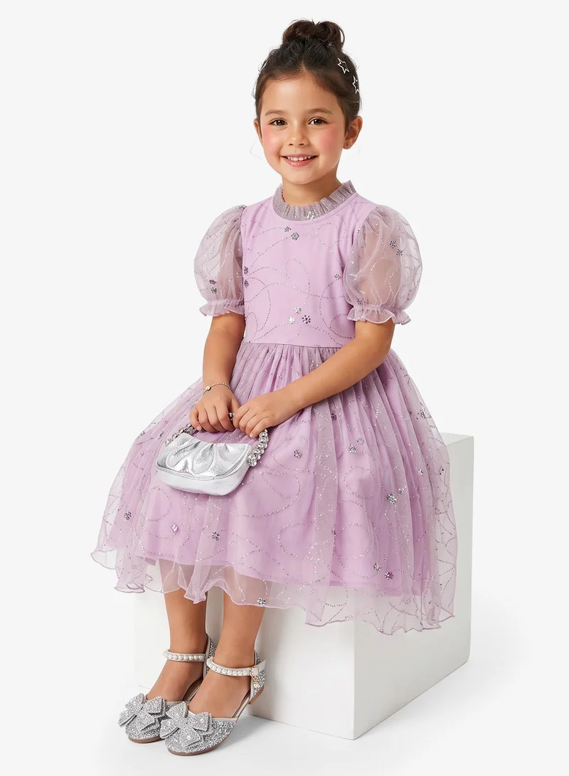 Little Golden Apple Little Sparkle Mesh Dress