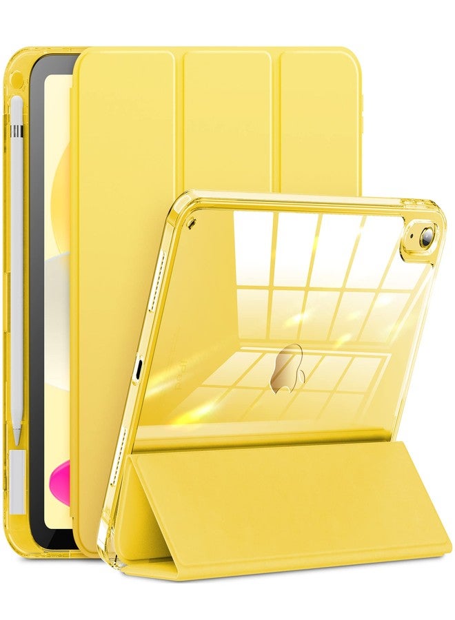 INFILAND Compatible with iPad 10th Generation Case 2022, iPad Case 10th Generation 10.9 Inch, Full Crystal Clear with Slot for Pencil & Charging Adapter, Bright Yellow - Image 1